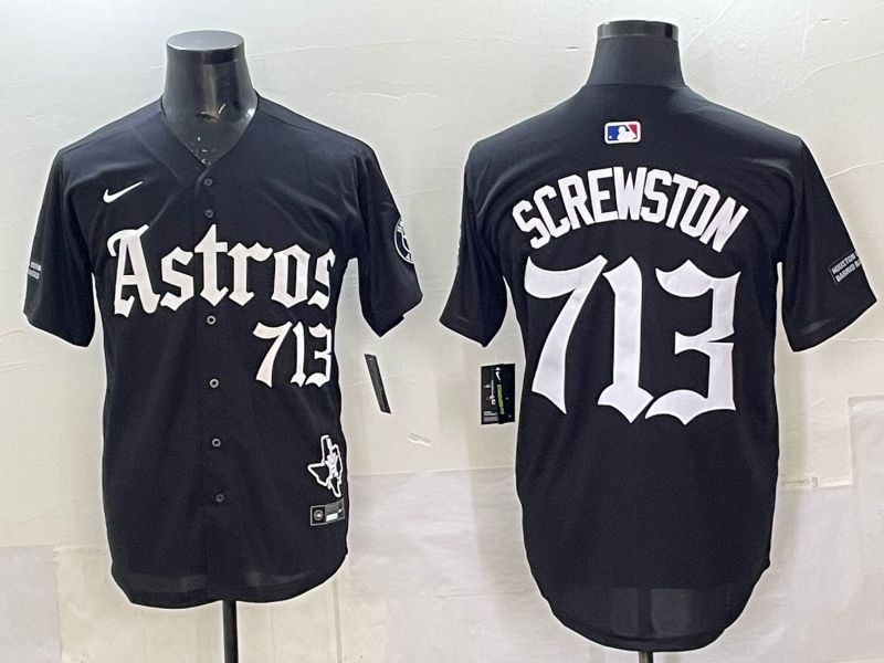 Men 2025 Houston Astros 713 Screwston Black Five generations Joint Name Nike MLB Jersey style 61->houston astros->MLB Jersey